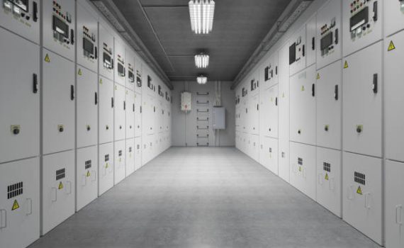 Industrial Power Distribution Panel In Electrical Substation