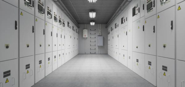 Industrial Power Distribution Panel In Electrical Substation